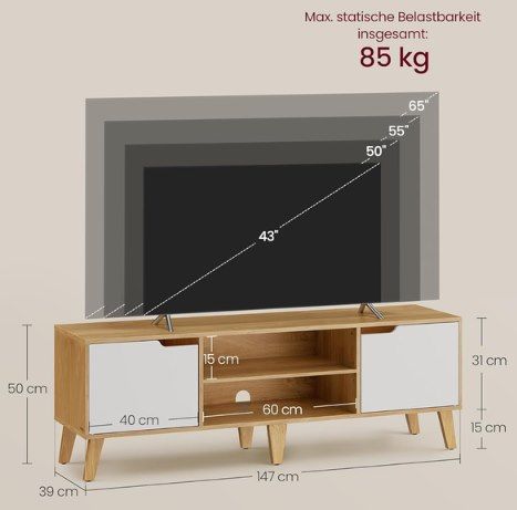 📺 VASAGLE TV Schrank / Lowboard mit verstellbarer Ablage für 55,99€ (statt 65€)