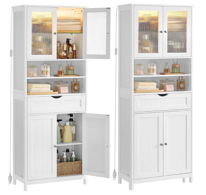 🛀 VASAGLE Badezimmerschrank mit verstellbaren Ablagen + LEDs für 84,99€ (statt 98€)
