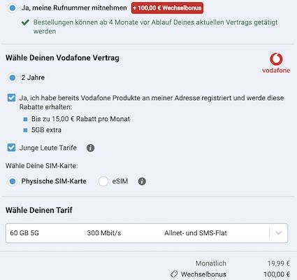 🔥 Young + Gigakombi 🎮 Nintendo Switch 2 + Vodafone Allnet 60GB für 19,99€ mtl. + 100€ Bonus