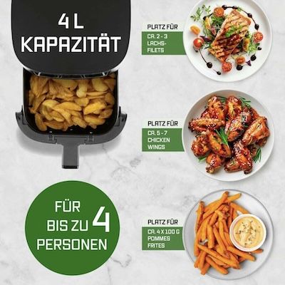 🍟 GourmetMaxx Heißluft Fritteuse Digital, 4L für 22€ (statt 36€)