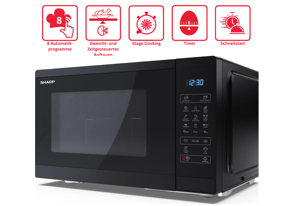 ♨️🍜 Sharp YC-MG252AE Mikrowelle 25l mit Grill für 89,99€ (statt 105€)