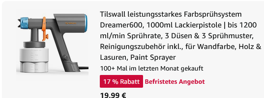 🎨 Tilswall Dreamer600 Farbsprühsystem mit 1L für 19,99€ (statt 50€) 🎨 Tilswall Dreamer600 Farbsprühsystem mit 1L für 19,99€ (statt 50€)