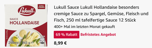 🔥 12 x 250ml Lukull Sauce Hollandaise für 8,99€ 💥 (statt 30€)