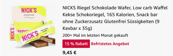 🍫 9er Pack NICKS Low Carb Waffel Schokoriegel ab 9,45€ (statt 16€) 🍫 9er Pack NICKS Low Carb Waffel Schokoriegel ab 9,45€ (statt 16€)