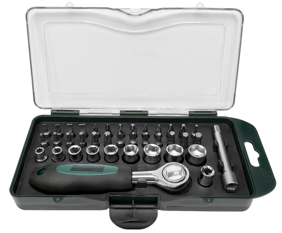 Mannesmann M29891 Schraub-Bit-Satz 38-tlg. mit mini Ratsche für 8,49€ (statt 16€)