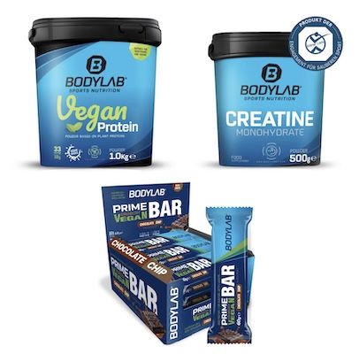 💪 Bodylab Vegan Power Bundle (1kg Protein, 500g Creatine, 12x Prime Crunchy Bar) für 49,90€ (statt 75€)