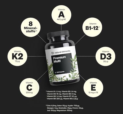 💊 180er Pack natural elements Premium Multivitamin Komplex-Kapseln für 16,87€ (statt 22€) 💊 180er Pack natural elements Premium Multivitamin Komplex Kapseln für 16,87€ (statt 22€)