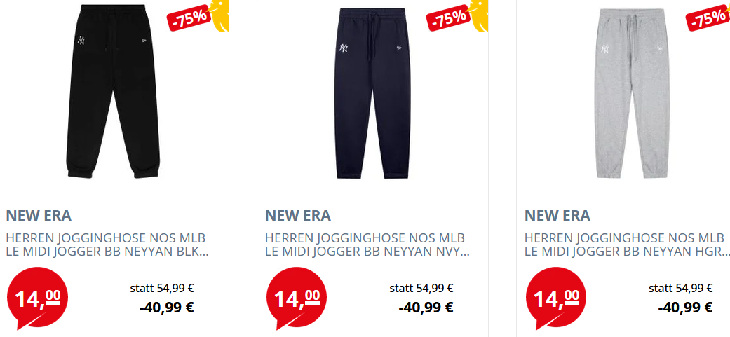 🏃‍♂️🏋️ New Era NY MLB Midi Herren Jogginghose für je 19,99€ statt 46€) noch viele Größen!