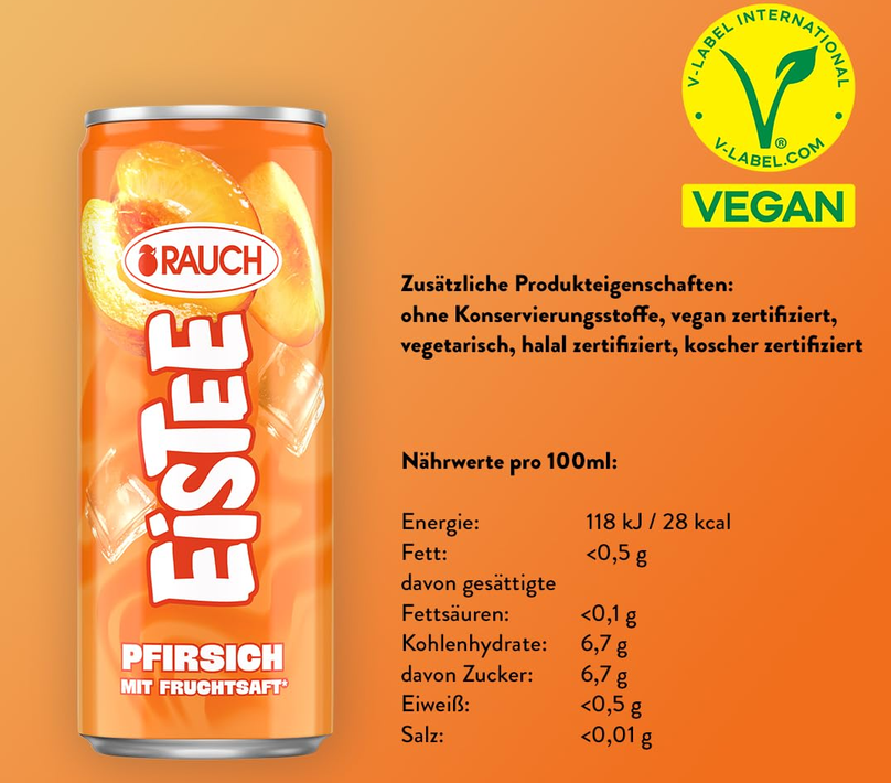 Krass! 🍑 12x Rauch Eistee Pfirsich 330ml für 8,78€ (statt 13€) inkl. Pfand   effektiv nur 5,78€ ‼️