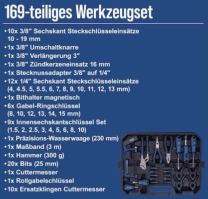 🔧 Scheppach Werkzeugkoffer WZK169, 169 tlg. für 39,99€ (statt 60€)