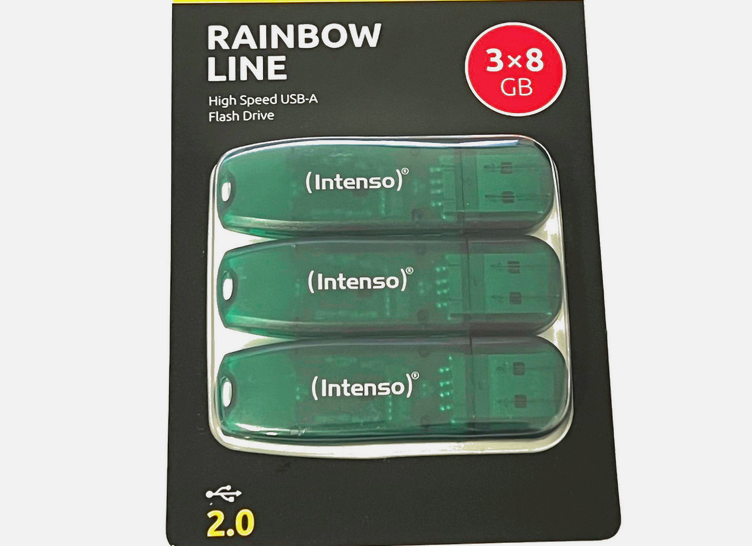 📀 3x Intenso Rainbow Line USB Speicherstick je 8GB für 8,99€ (statt 15€)