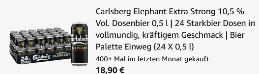 🍻 24x Carlsberg Elephant Extra Strong ab 18,90€ (statt 31€) - 0,78€ pro Dose ⚓ 🍻 24x Carlsberg Elephant Extra Strong ab 18,90€ (statt 31€) 0,78€ pro Dose ⚓