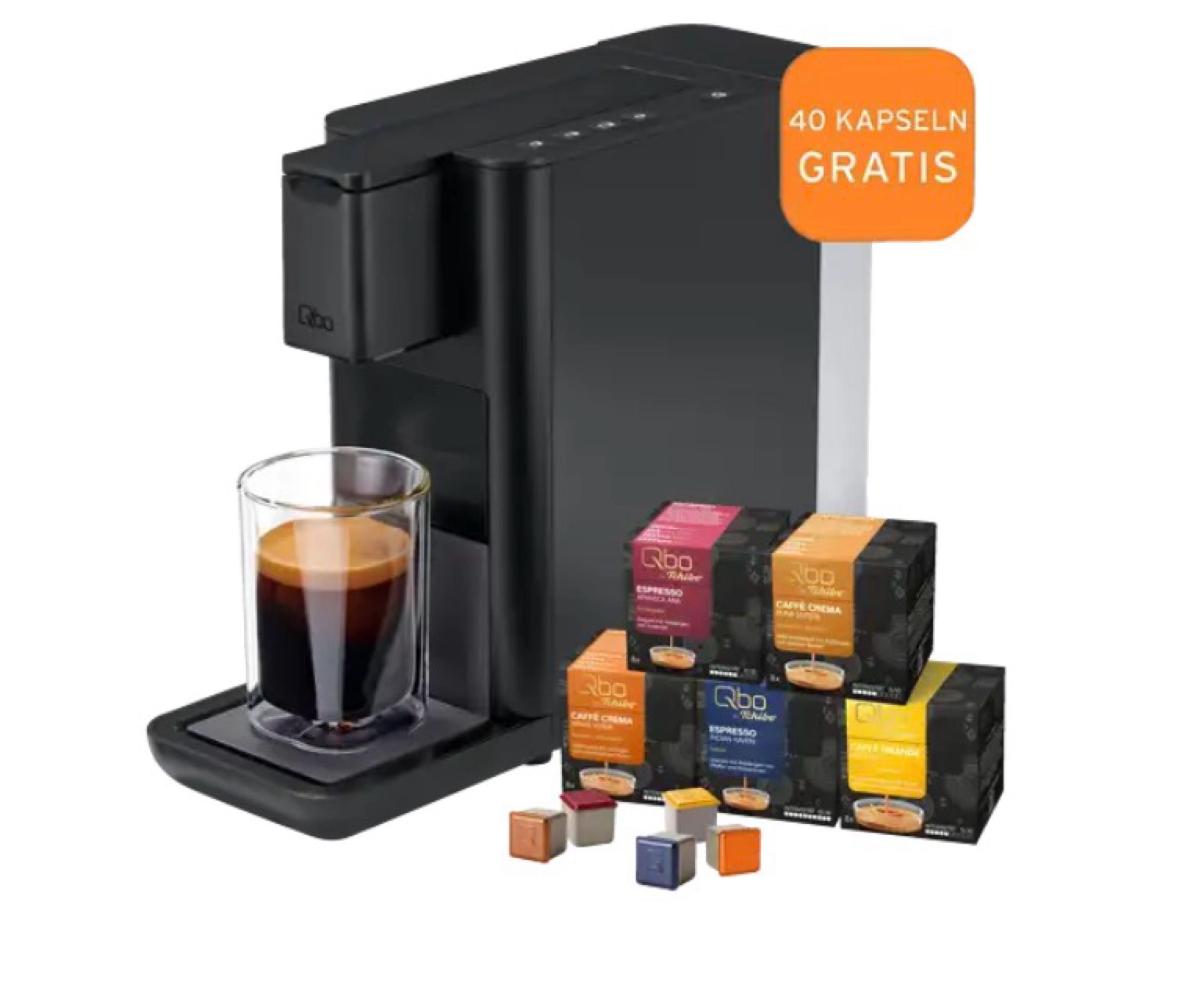 TCHIBO Qbo ICONIC + 40 Kapseln Kapselmaschine Schwarz
