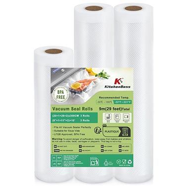 🍛 3er Pack KitchenBoss Vakuumierfolien, 20/28x300cm für 3,89€ (statt 10€)