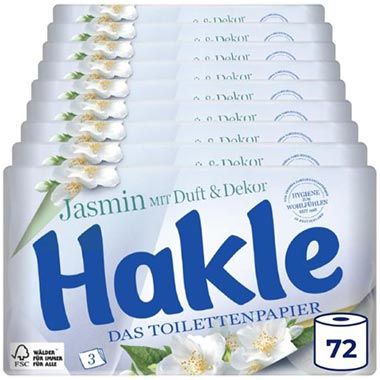 🧻 72 Rollen Hakle Jasminduft & Dekor Toilettenpapier, 3-lagig ab 27,29€ (statt 34€)