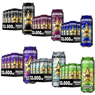 🥤 Amazon: 12er Packs Rockstar Energy Dosen in versch. Sorten je 9€ (statt 18€) – 0,75€ pro Dose