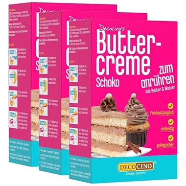 🧁 3er Pack Decocino Schoko Buttercreme Fertigmischung, je 250g ab 5,22€ (statt 13€)