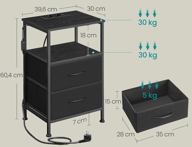 📚🔌 2x SONGMICS Nachttisch mit Steckdose & LED für 43,99€ (statt 50€) 📚🔌 2x SONGMICS Nachttisch mit Steckdose & LED für 43,99€ (statt 50€)