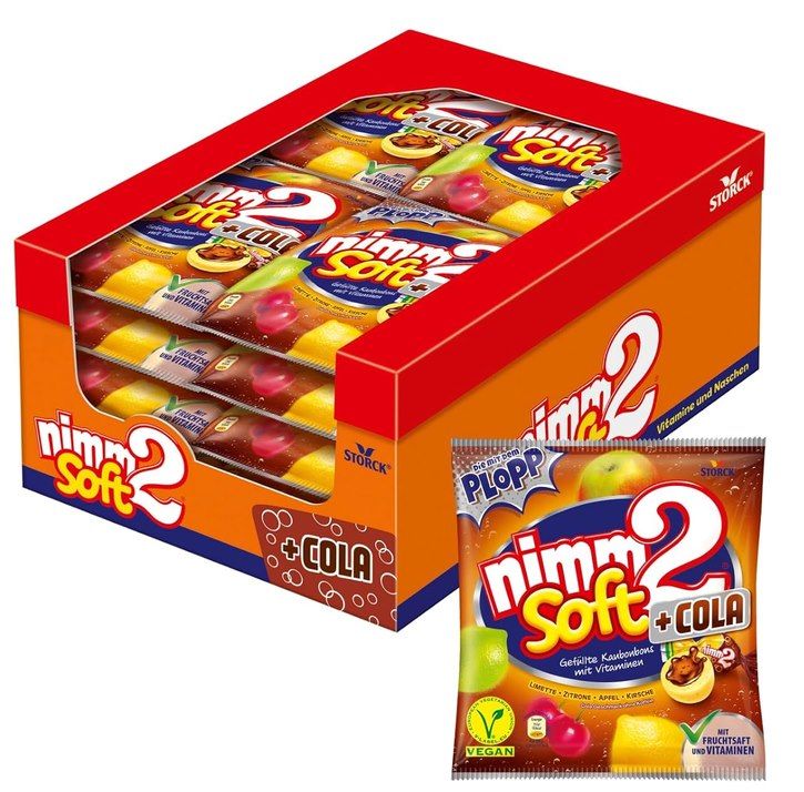 3,9kg! 🍬 20x nimm2 soft + Cola vegane Fruchtbonbons (je 195g) für 20,96€ (statt 34€)