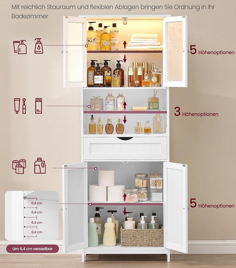 🛀 VASAGLE Badezimmerschrank mit verstellbaren Ablagen + LEDs für 84,99€ (statt 98€) 🛀 VASAGLE Badezimmerschrank mit verstellbaren Ablagen + LEDs für 84,99€ (statt 98€)