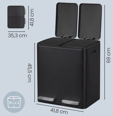 🗑️ SONGMICS Abfalleimer mit 2 Fächer (je 15L) mit Softclose-Deckel für 39,99€ (statt 55€) 🗑️ SONGMICS Abfalleimer mit 2 Fächer (je 15L) mit Softclose Deckel für 39,99€ (statt 55€)