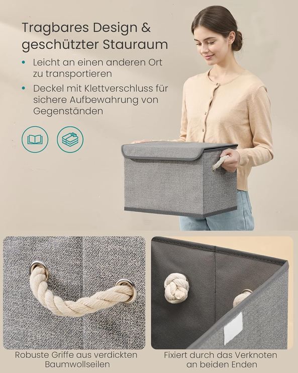 🗃️ 3er Set Songmics Aufbewahrungsbox mit Deckel für 14,53€ (statt 18€)