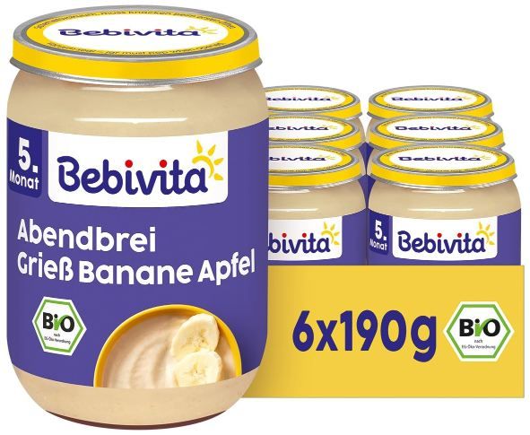 🍌 1,14kg/6er Pack Bebivita Abendbrei Grieß Banane Apfel ab 3,79€ (statt 6€)