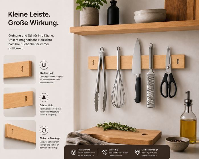 🔪 Premium Magnet-Messerleiste aus Holz, 40cm für 9,89€ (statt 22€) 🔪 Premium Magnet Messerleiste aus Holz, 40cm für 9,89€ (statt 22€)