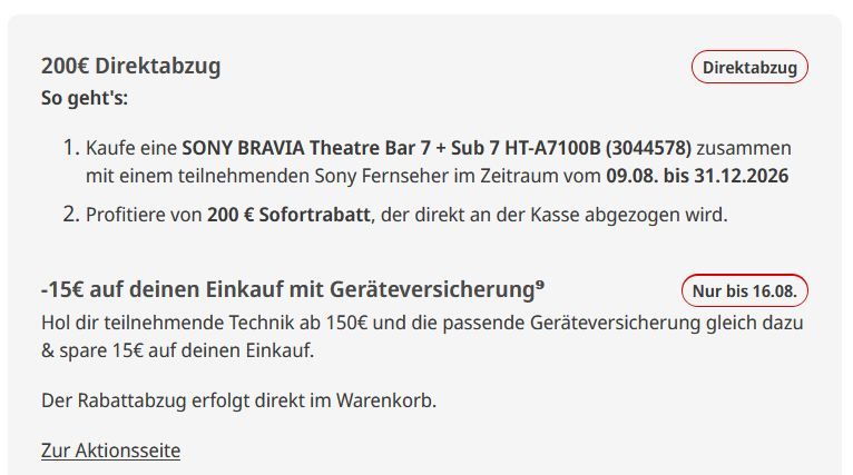 📺 Media Markt: Sony Smart TV Sale + 200€ Direktabzug mit Soundbar im Set