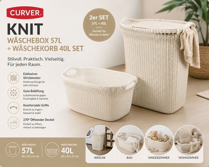 🧺 2er Set Curver Wäschebox & Wäschekorb, 57L/40L für 34,99€ (statt 50€) 🧺 2er Set Curver Wäschebox & Wäschekorb, 57L/40L für 34,99€ (statt 50€)