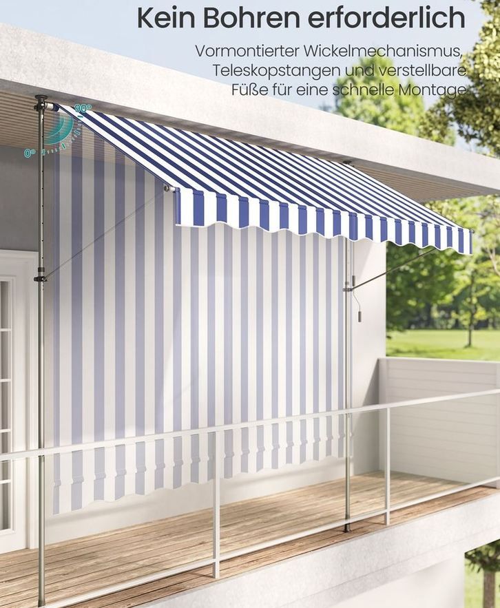 ⛱️ Songmics Klemmmarkise mit Handkurbel, 300 x 120cm für 59,99€ (statt 80€)
