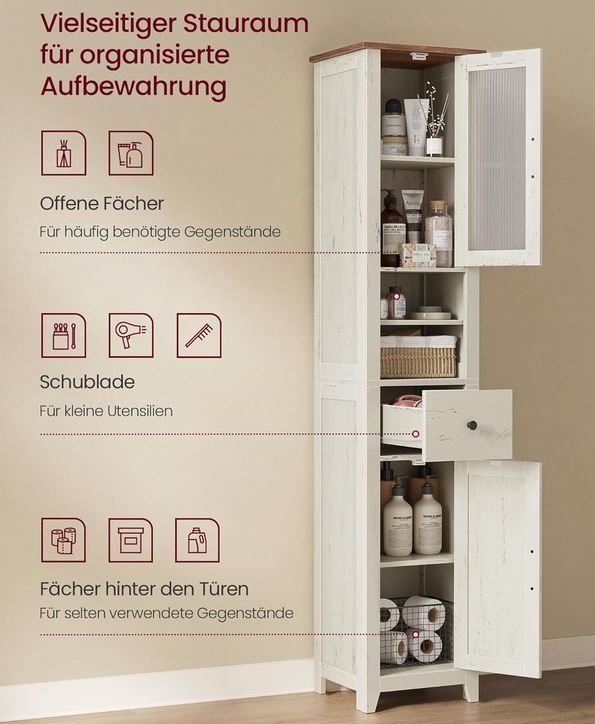 🛀 Vasagle Liry Kollektion Badezimmerschrank im Landhausstil für 54,74€ (statt 73€)