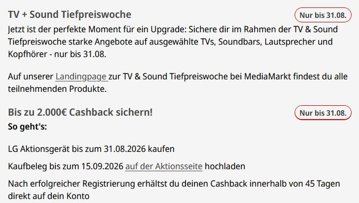 📺 Media Markt TV & Sound Tiefpreiswoche mit Rabatten auf TVs, Soundbar, Kopfhörer & mehr
