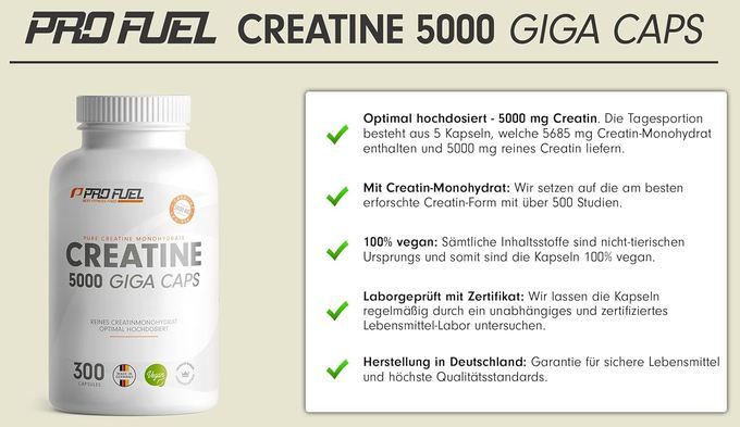 💪🏻 300er Pack Pro Fuel Creatin 5000 Giga Caps ab 13,56€ (statt 21€) 💪🏻 300er Pack Pro Fuel Creatin 5000 Giga Caps ab 13,56€ (statt 21€)