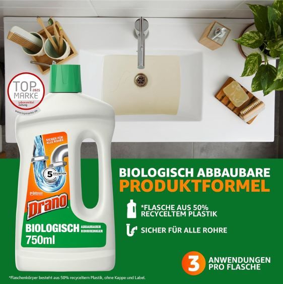 🚿 Drano Extra Stark, Biologisch Abbaubarer Rohrreiniger ab 3,37€ (statt 5€) 🚿 Drano Extra Stark, Biologisch Abbaubarer Rohrreiniger ab 3,37€ (statt 5€)