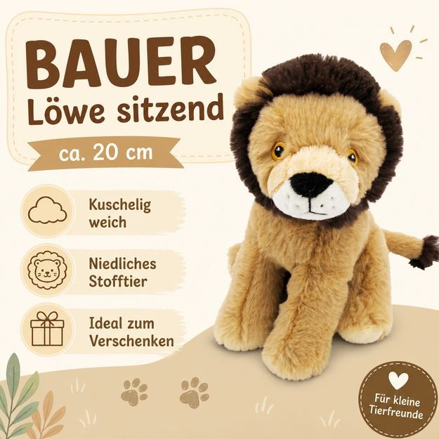 🦁 Bauer Löwe Plüschtier mit 20 cm für 9,89€ (statt 23€) 🦁 Bauer Löwe Plüschtier mit 20 cm für 9,89€ (statt 23€)