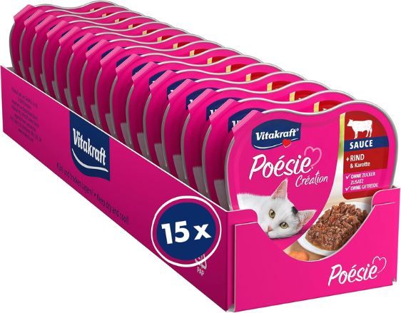🐈 15er Pack Vitakraft Poésie Création mit Rind & Karotte ab 6,15€ (statt 13€) 🐈 15er Pack Vitakraft Poésie Création mit Rind & Karotte ab 6,15€ (statt 13€)