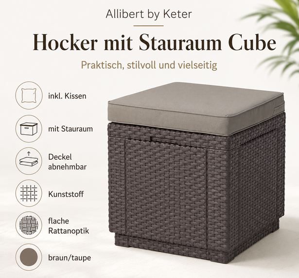 🪑 Keter Cube Hocker mit Stauraum, 42 x 42cm für 54,99€ (statt 72€) 🪑 Keter Cube Hocker mit Stauraum, 42 x 42cm für 54,99€ (statt 72€)