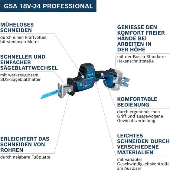 🪚 Bosch PRO GSA 18V 24 Akku Säbelsäge inkl. Zubehör für 115,99€ (statt 139€)