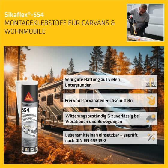 🏚️ Sika Sikaflex 554 Montageklebstoff, Schwarz, 300ml für 13,99€ (statt 17€)