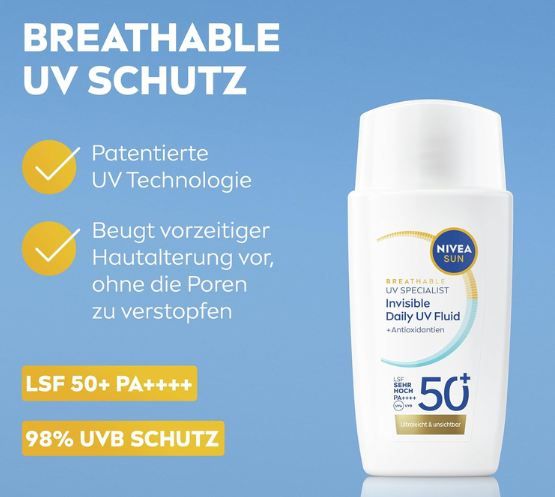 ☀️ 2x Nivea Sun Sonnenschutz Fluid LSF 50+ ab 17,84€ (statt 28€)