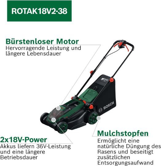 🏡 Bosch ROTAK18V2-38 Akku-Rasenmäher inkl. Akkus + Ladegerät für 236,79€ (statt 270€) 🏡 Bosch ROTAK18V2 38 Akku Rasenmäher inkl. Akkus + Ladegerät für 236,79€ (statt 270€)