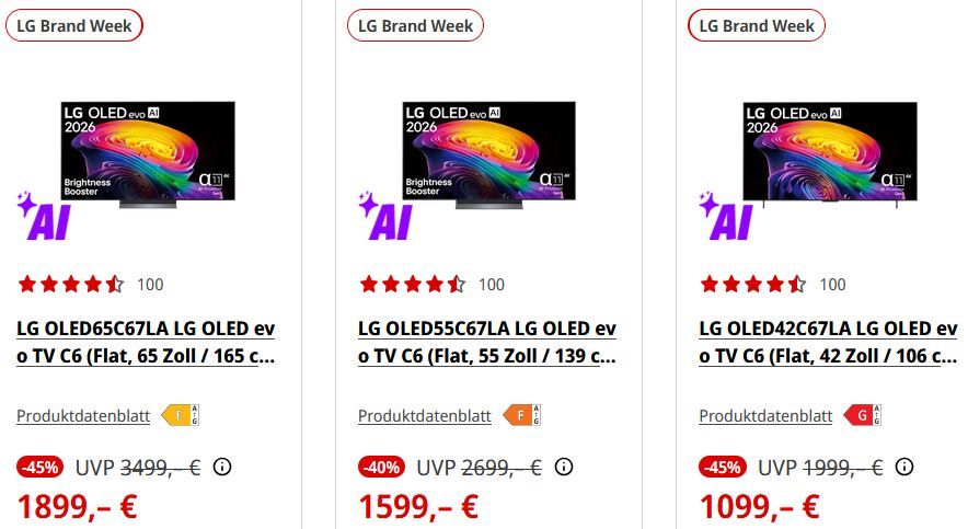 🫰🏻 Media Markt: LG Brand Week mit Rabatten auf TVs, Soundbars & Haushalt + bis 500€ Cashback auf OLED TVs