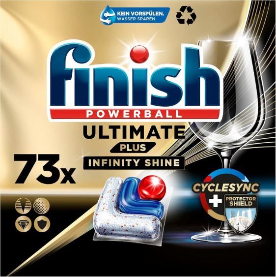 🍽️ 73er Pack Finish Ultimate Plus Infinity Shine Spülmaschinentabs für 12€ (statt 18€)