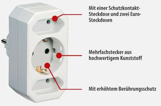 🔌 2er Set Brennenstuhl 3 Fach Mehrfachsteckdosenadapter für 5,99€ (statt 11€)