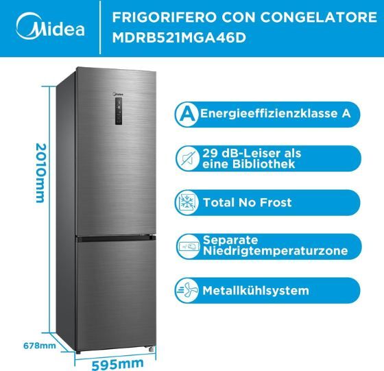 🧊 Midea No Frost Kühlschrank mit Gefrierfach, 378L für 683,99€ (statt 900€)