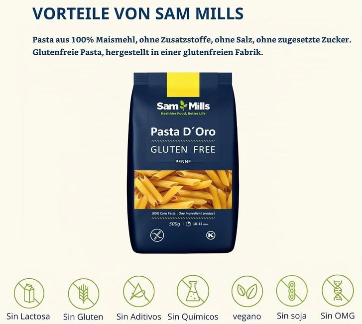 🍝 12er Pack Sam Mills Pasta doro Penne Rigate, Glutenfrei für 12,97€ (statt 29€)
