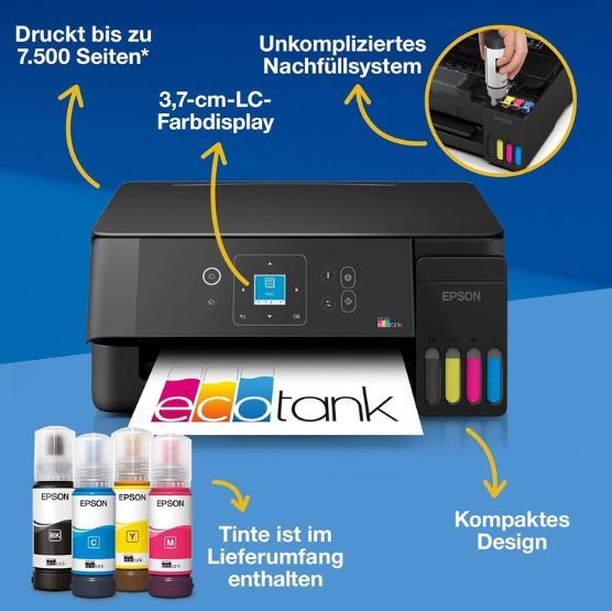 🖨️ Epson EcoTank ET 2922 Tintentankdrucker für 186,90€ (statt 238€)