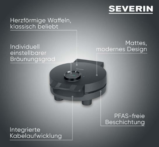 🧇 Severin WA 2117 Herzwaffeln Waffeleisen für 30,99€ (statt 45€)