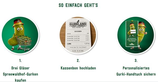 đ„ Spreewaldhof-Gurken-GlĂ€ser kaufen, personalisiertes Gurki-Handtuch gratis erhalten đ„ Spreewaldhof Gurken GlĂ€ser kaufen, personalisiertes Gurki Handtuch gratis erhalten